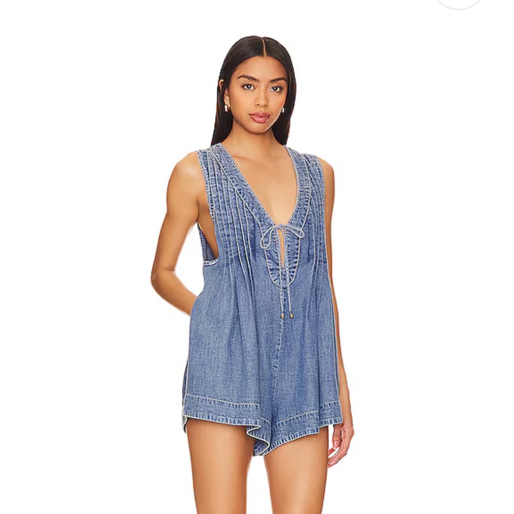 Free People Webster Romper in Falling Rain Wash